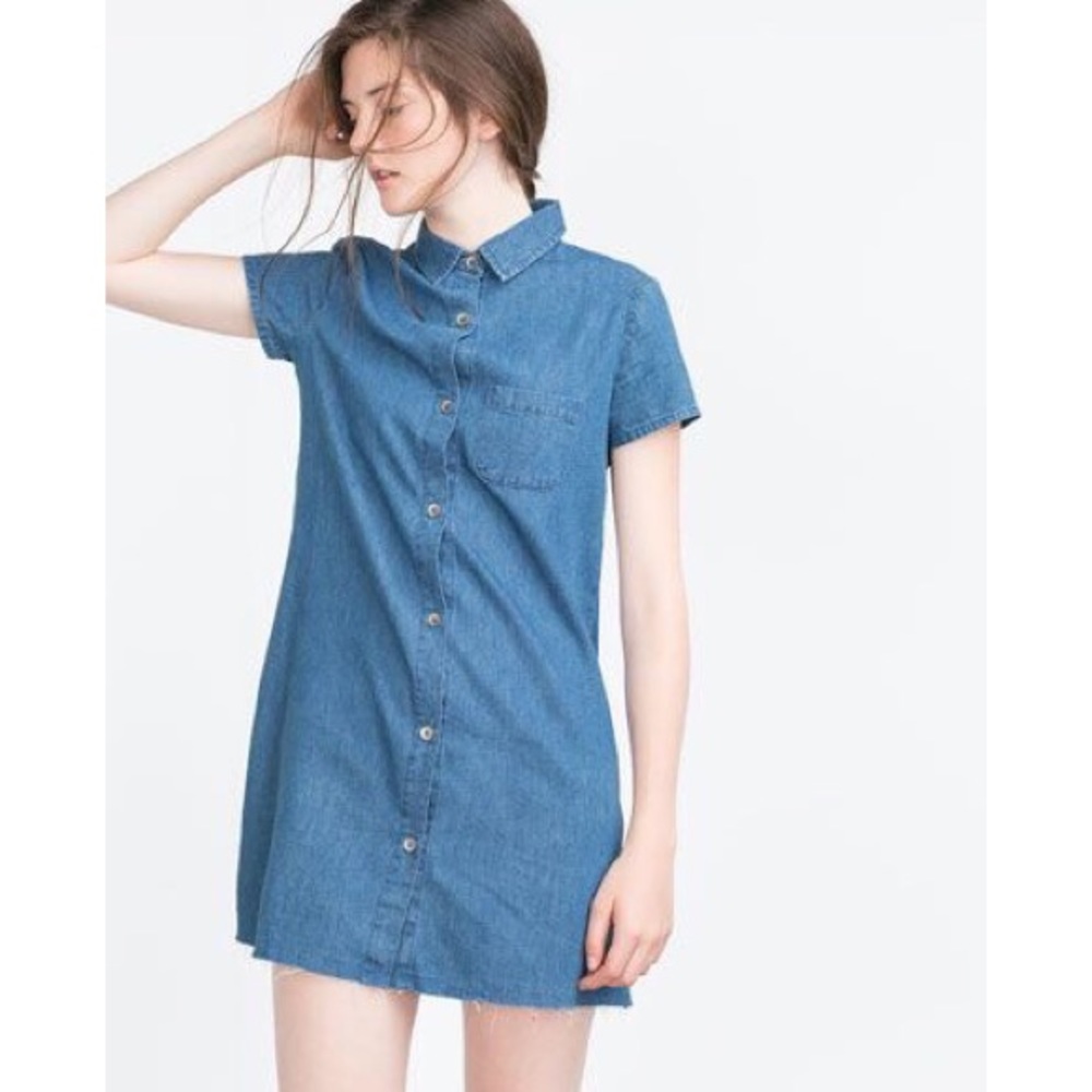 Zara denim button up dress
